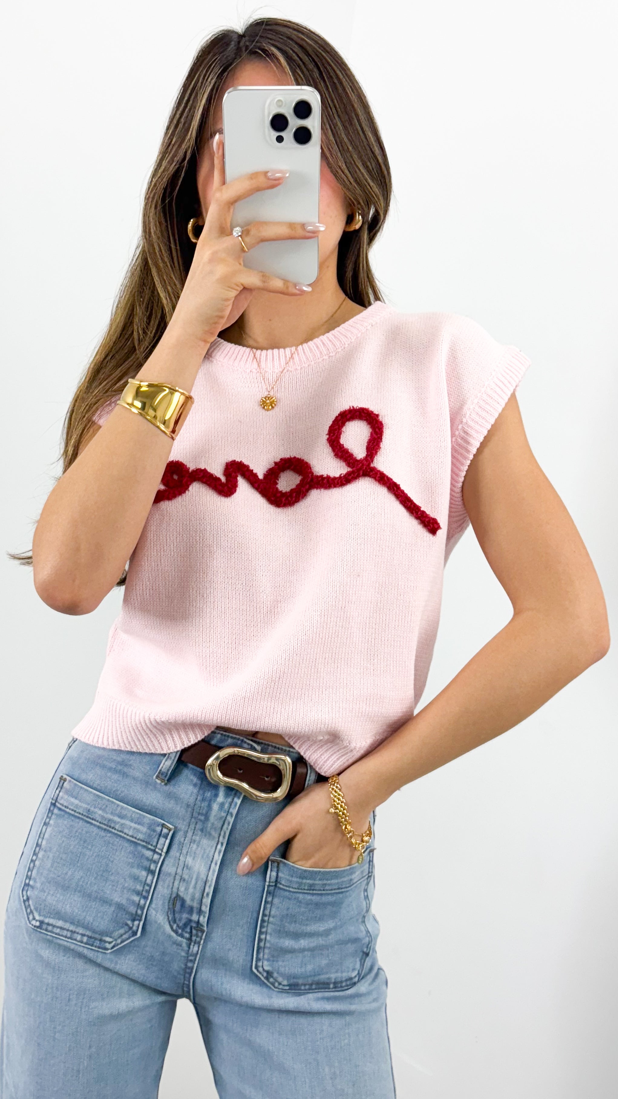 LOVE KNIT TEE - PINK